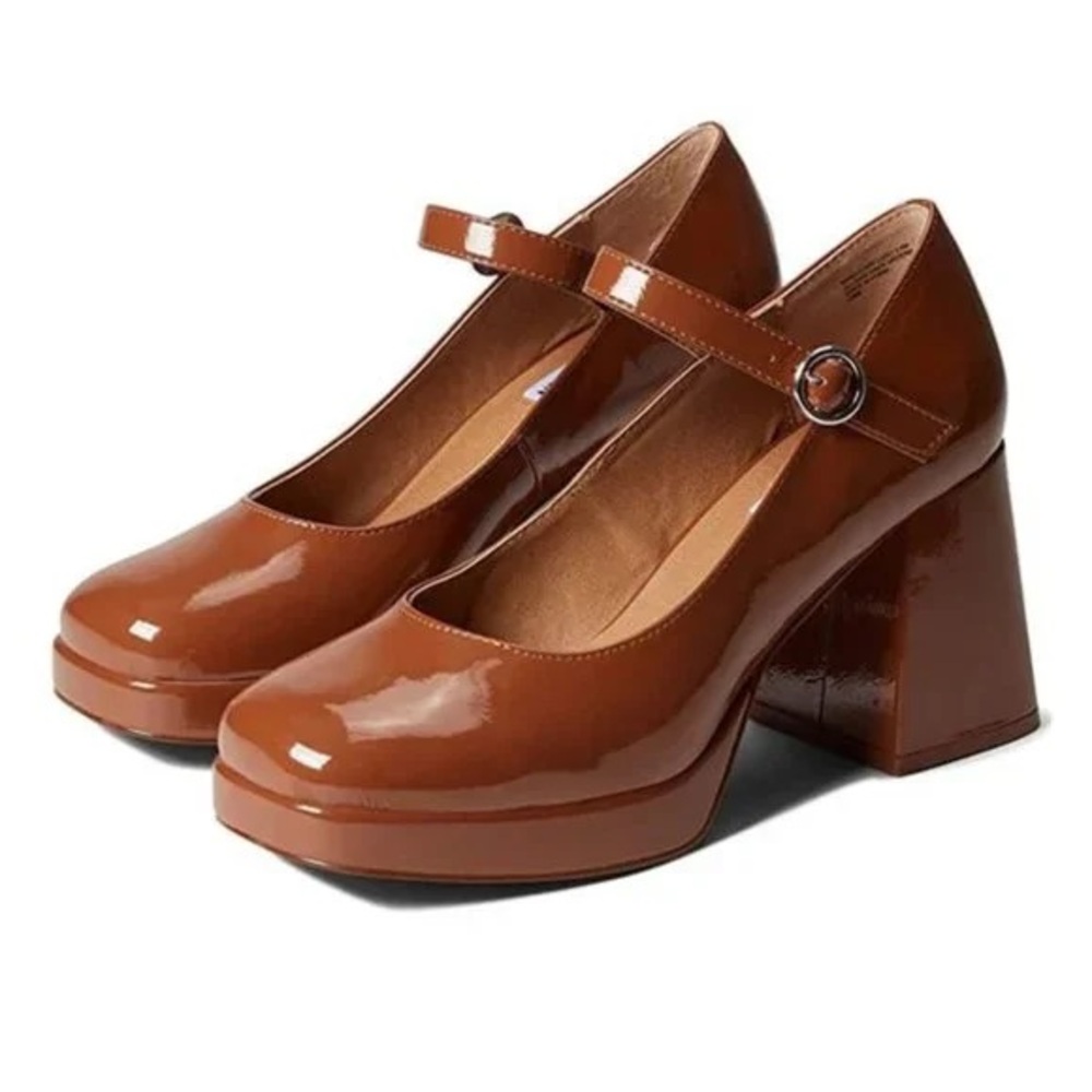 Brown Mary Jane Block Heels